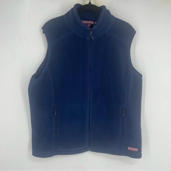 Vineyard Vines Full Zip Navy Blue Fleece Vest Mens Large - Picture 1 of 5